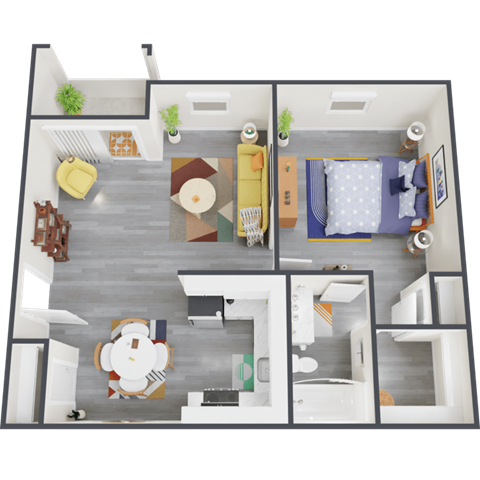 a floor plan of a 1 bedroom apartment